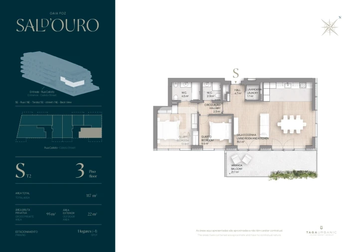 Apartamento T2 para Venda em Canidelo Planta 1