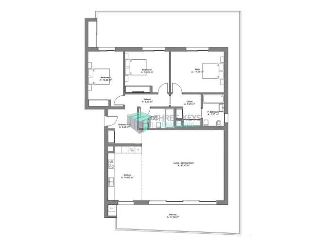 Apartamento T3 para Venda em Portimão Planta 1