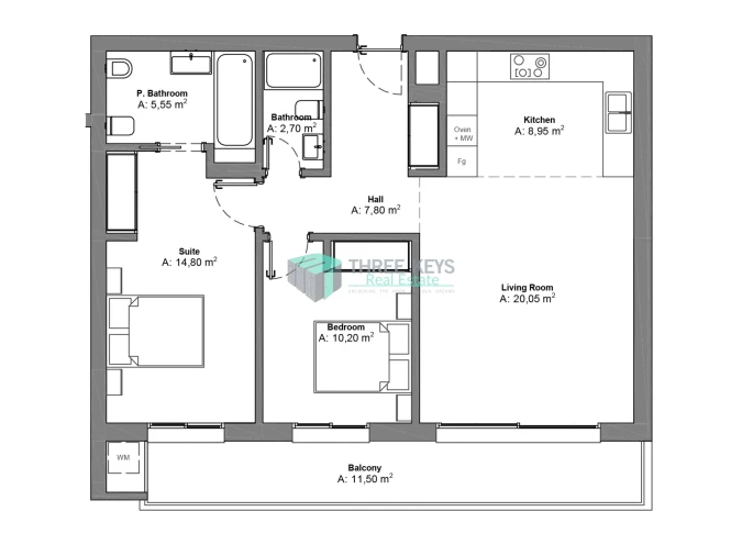 Apartamento T2 para Venda em Portimão Planta 1
