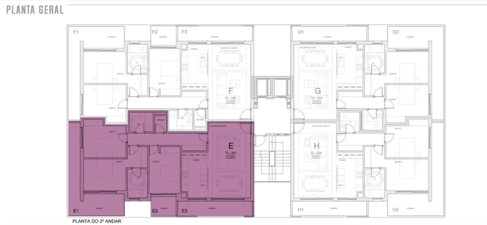 Apartamento T3 para Venda em Pedrouços Planta 2