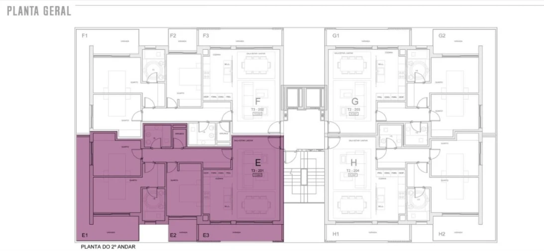 Apartamento T3 para Venda em Pedrouços Planta 2