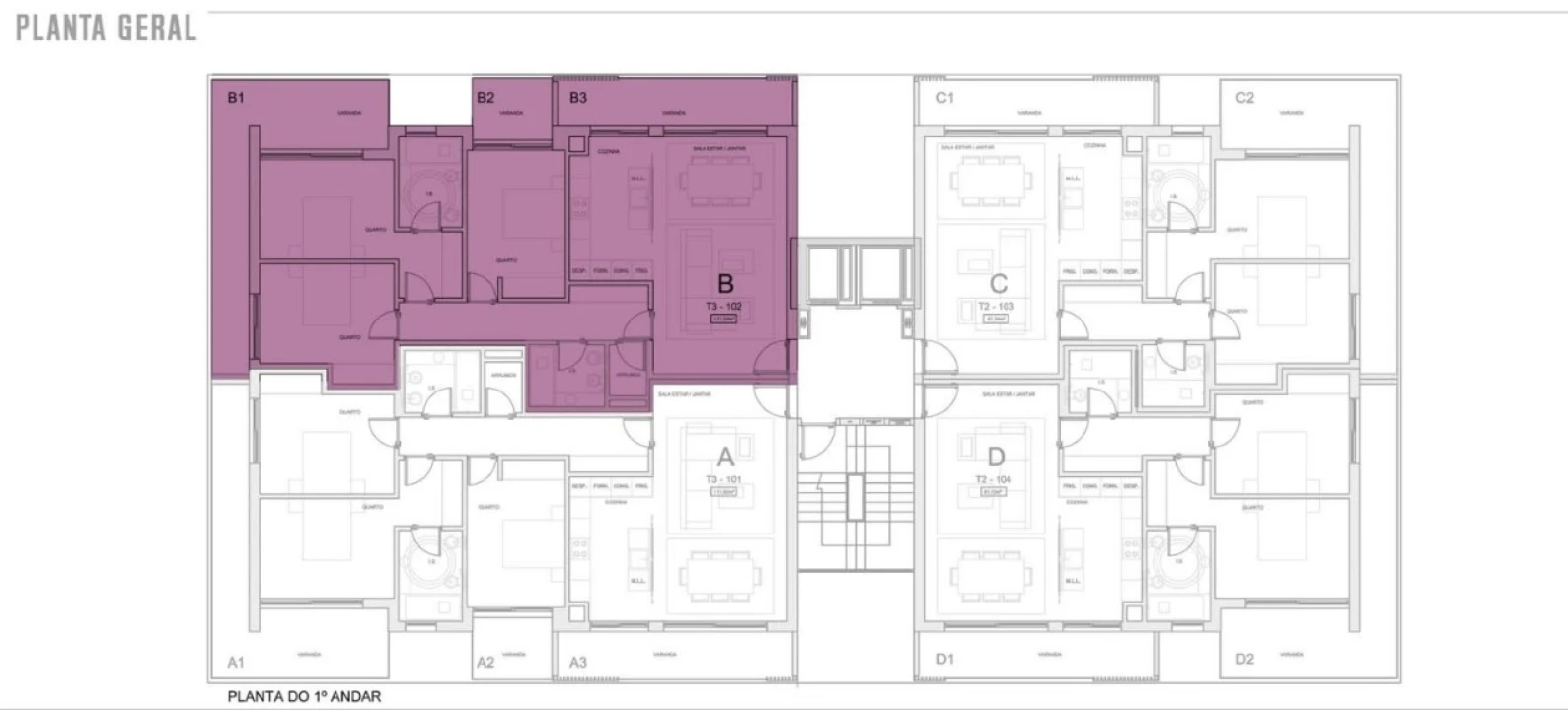 Apartamento T3 para Venda em Pedrouços Planta 2