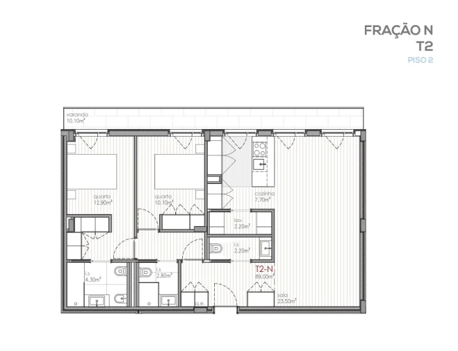 Apartamento T2 para Venda em Matosinhos e Leça da Palmeira Planta 1