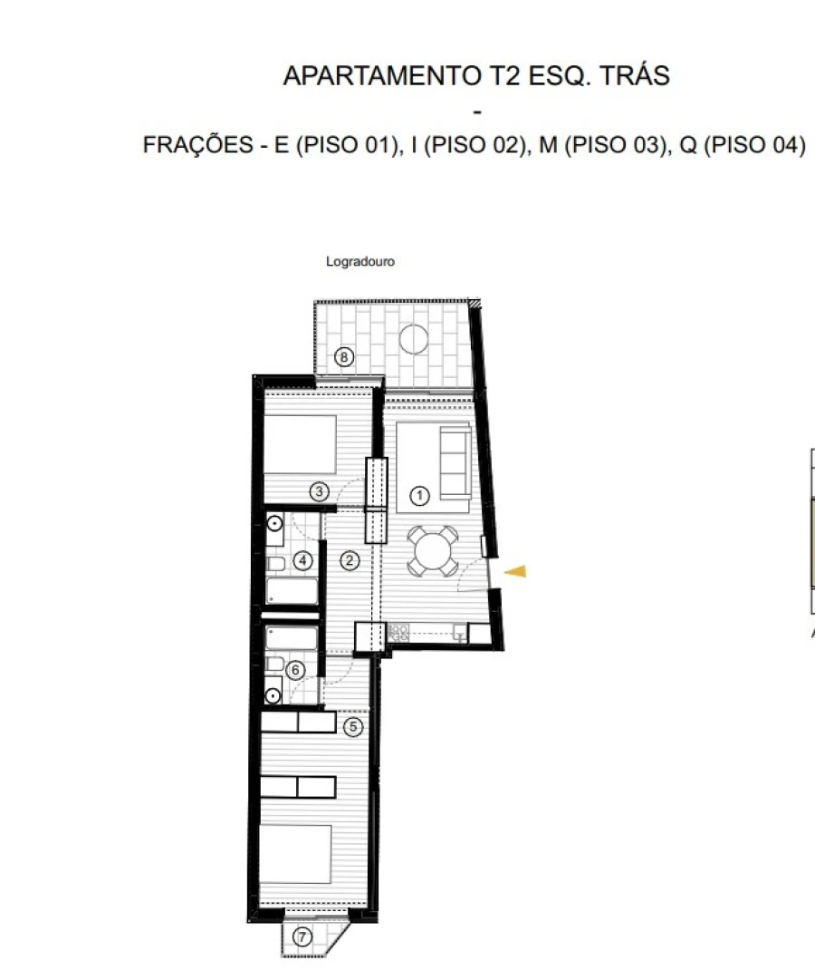Apartamento T2 para Venda em Cedofeita, Santo Ildefonso, Sé, Miragaia, São Nicolau e Vitória Planta 1