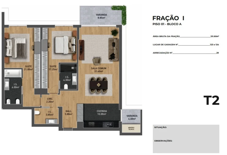 Apartamento T2 para Venda em São Martinho Planta 1