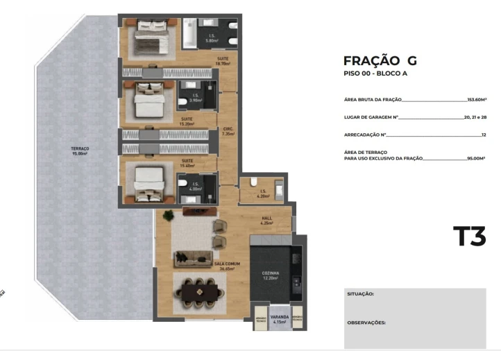 Apartamento T3 para Venda em São Martinho Planta 1