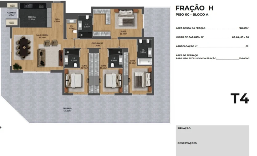 Apartamento T4 para Venda em São Martinho Planta 1