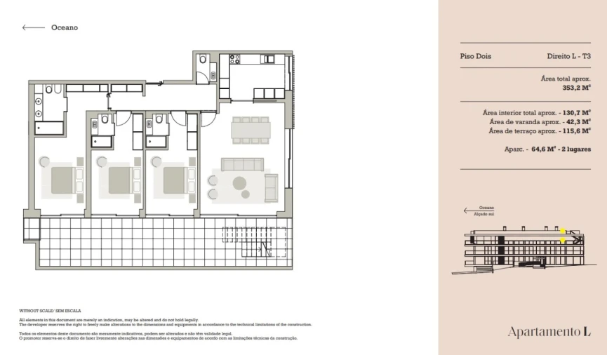 Apartamento T3 para Venda em Canidelo Planta 1