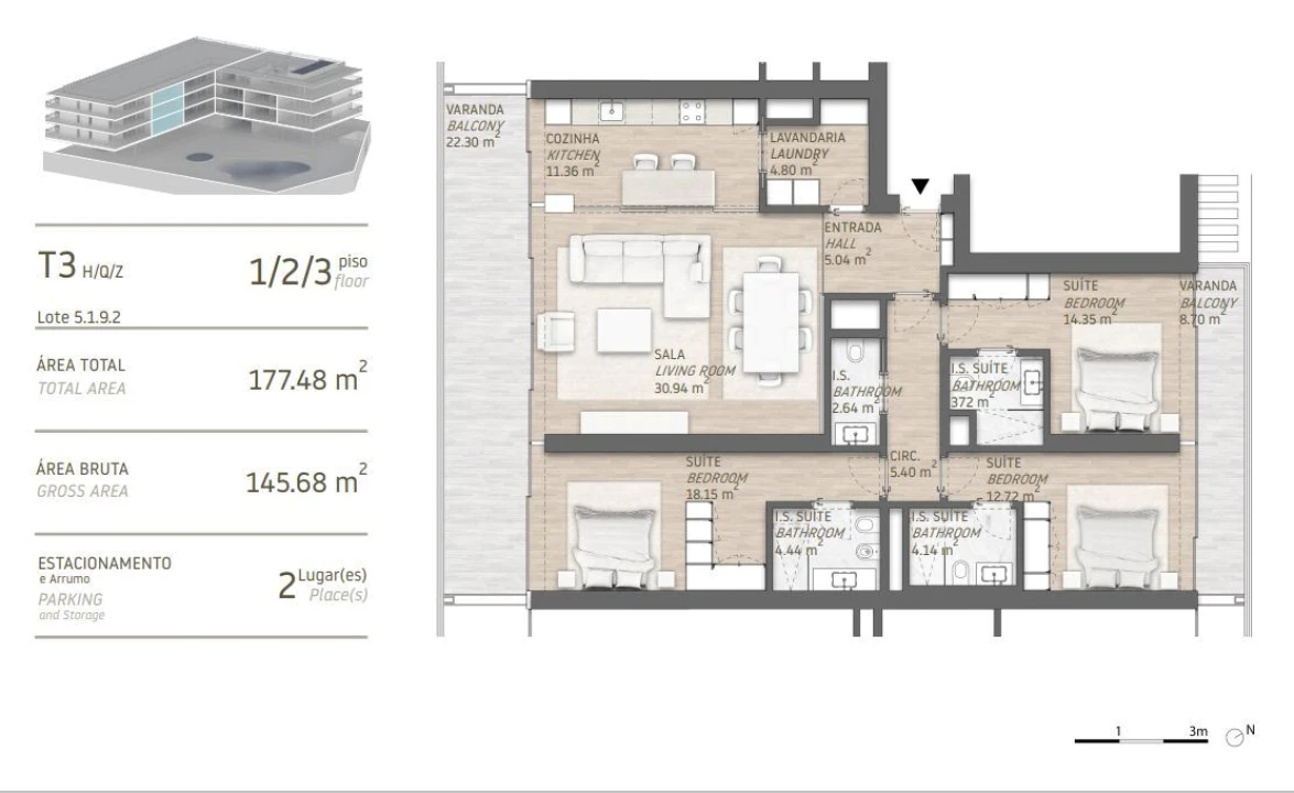 Apartamento T3 para Venda em Quarteira Foto 24