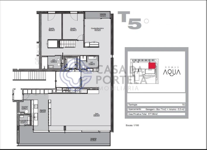 Apartamento T5 para Venda em Canidelo Planta 1