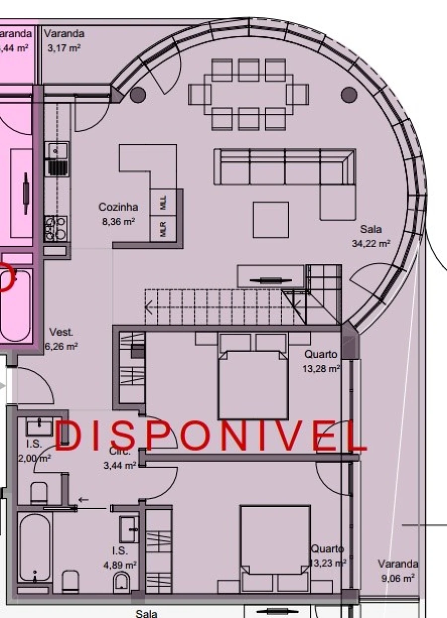 Apartamento T2 para Venda em Repeses e São Salvador Planta 1