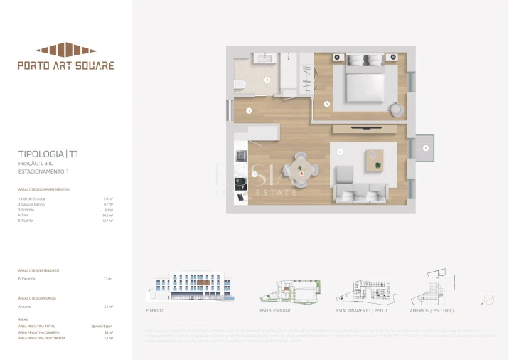 Apartamento T1 para Venda em Cedofeita, Santo Ildefonso, Sé, Miragaia, São Nicolau e Vitória Planta 1