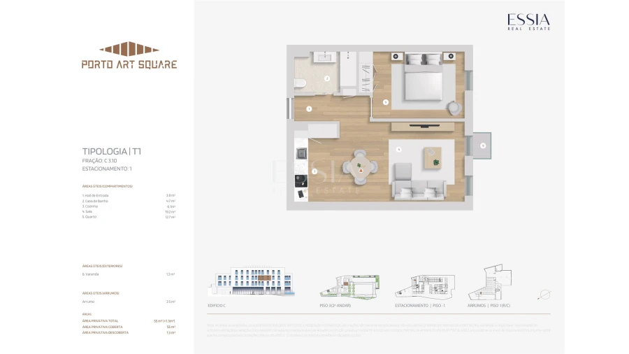Apartamento T1 para Venda em Cedofeita, Santo Ildefonso, Sé, Miragaia, São Nicolau e Vitória Planta 1