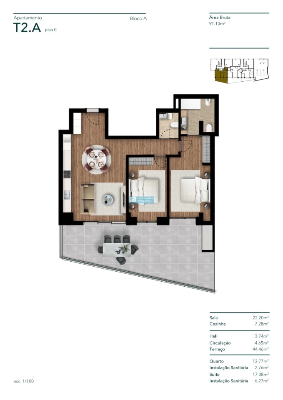 Apartamento T2 para Venda em Funchal (Santa Luzia) Planta 1