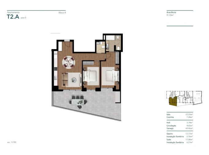 Apartamento T2 para Venda em Funchal (São Pedro) Planta 2