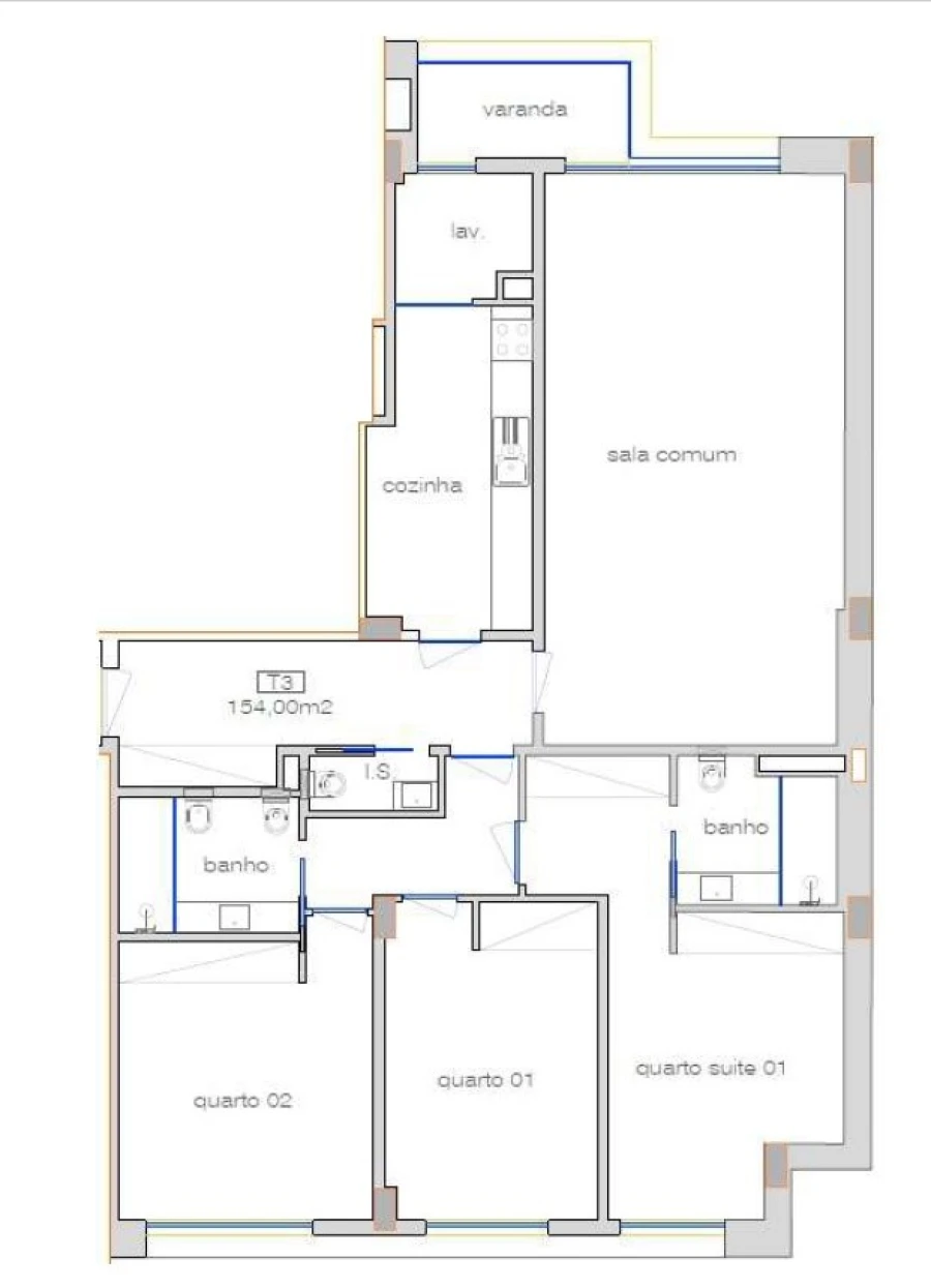 Apartamento T3 para Venda em Cedofeita, Santo Ildefonso, Sé, Miragaia, São Nicolau e Vitória Planta 1