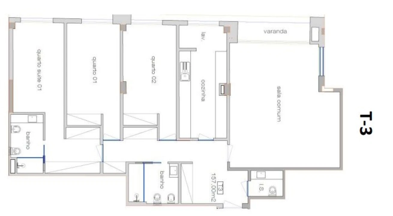 Apartamento T3 para Venda em Cedofeita, Santo Ildefonso, Sé, Miragaia, São Nicolau e Vitória Planta 2