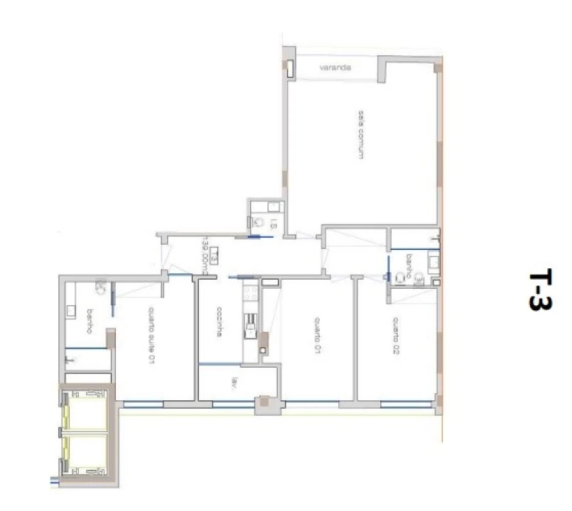 Apartamento T3 para Venda em Cedofeita, Santo Ildefonso, Sé, Miragaia, São Nicolau e Vitória Planta 3