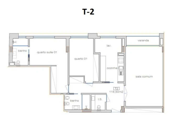 Apartamento T2 para Venda em Cedofeita, Santo Ildefonso, Sé, Miragaia, São Nicolau e Vitória Planta 1