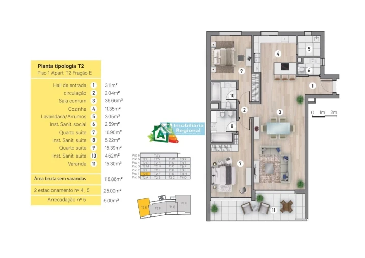 Apartamento T2 para Venda em São Martinho Planta 1