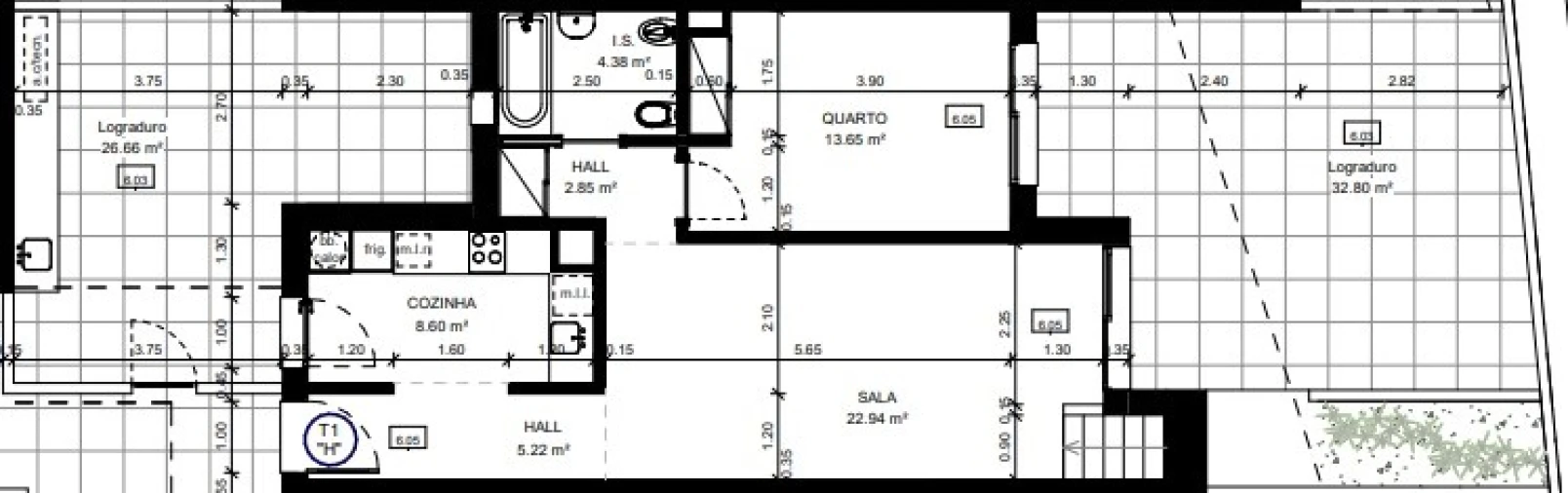 Apartamento T1 para Venda em Conceição e Cabanas de Tavira Planta 1