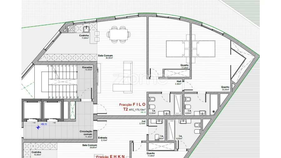 Apartamento T2 para Venda em Mafamude e Vilar do Paraíso Planta 1