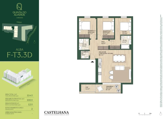Apartamento T3 para Venda em Carnaxide e Queijas Planta 1