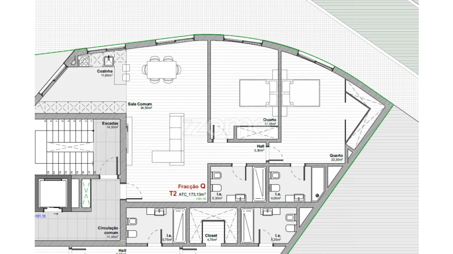 Apartamento T2 para Venda em Mafamude e Vilar do Paraíso Planta 1