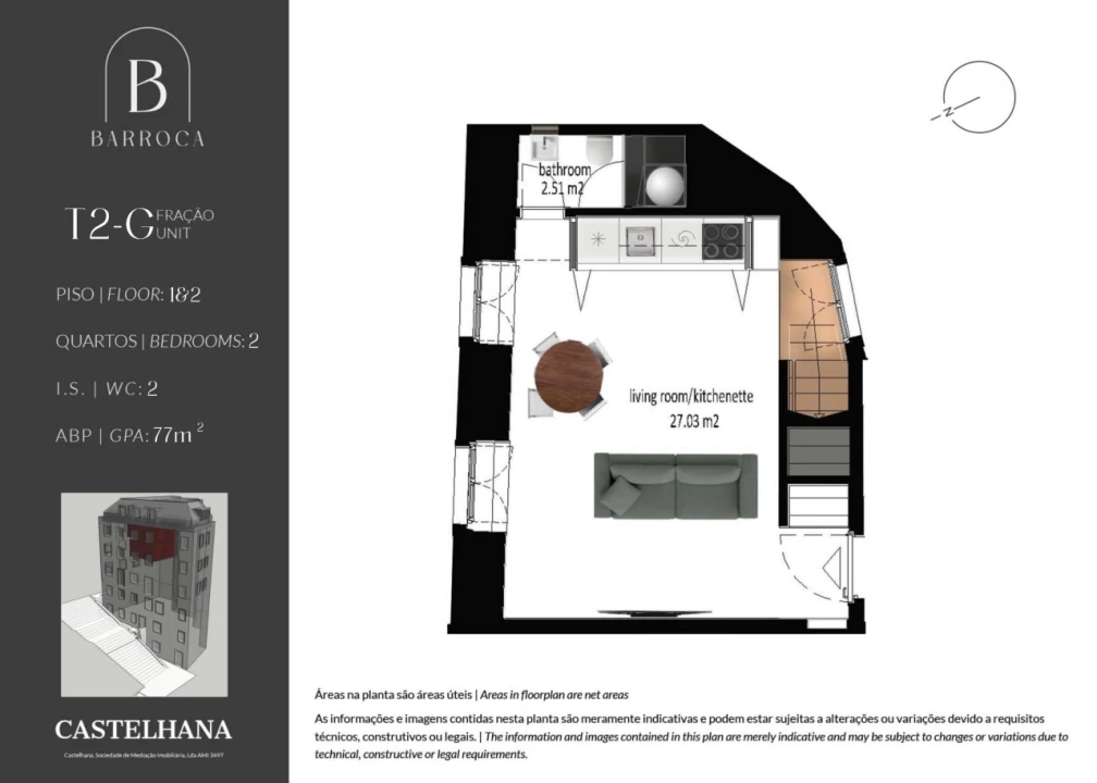 Apartamento T2 para Venda em Arroios Planta 2