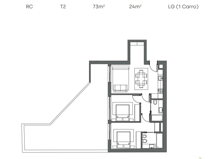 Apartamento T2 para Venda em Espinho Planta 1