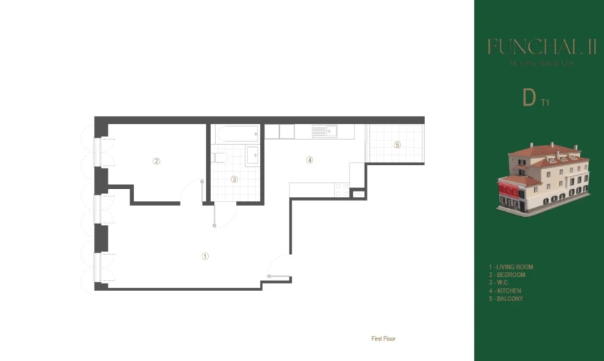 Apartamento T1 para Venda em Funchal (Se) Planta 1