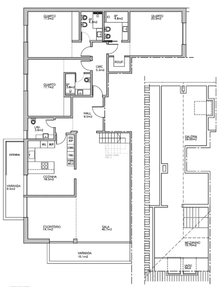 Apartamento T3 para Venda em Carcavelos e Parede Planta 1