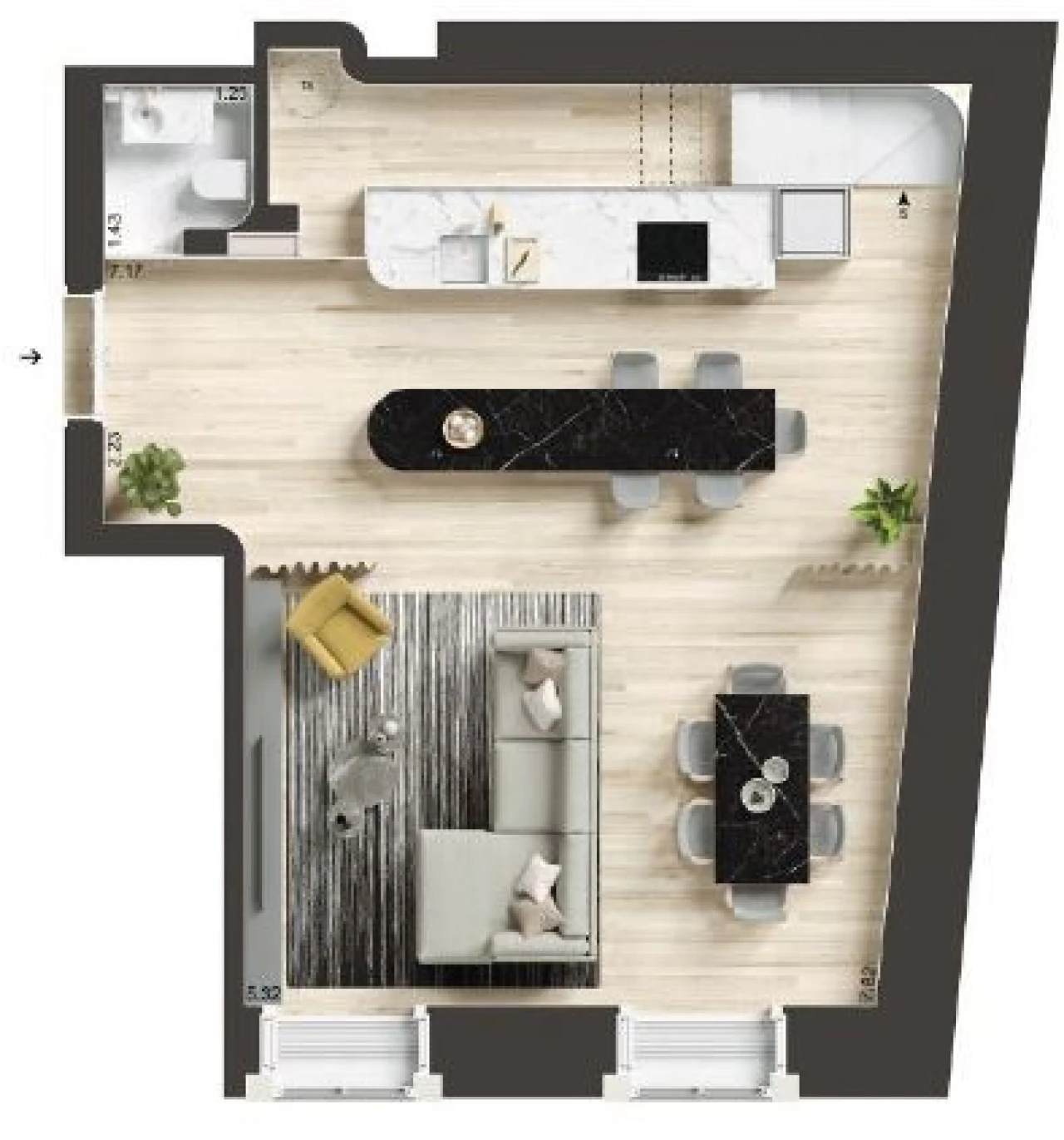 Apartamento T1 para Venda em Santo António Planta 3
