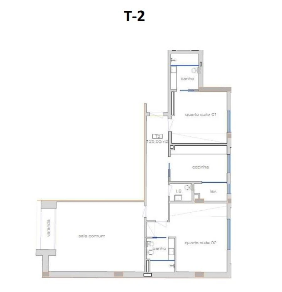 Apartamento T2 para Venda em Cedofeita, Santo Ildefonso, Sé, Miragaia, São Nicolau e Vitória Planta 2
