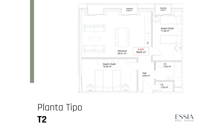 Apartamento T2 para Venda em Paranhos Planta 1