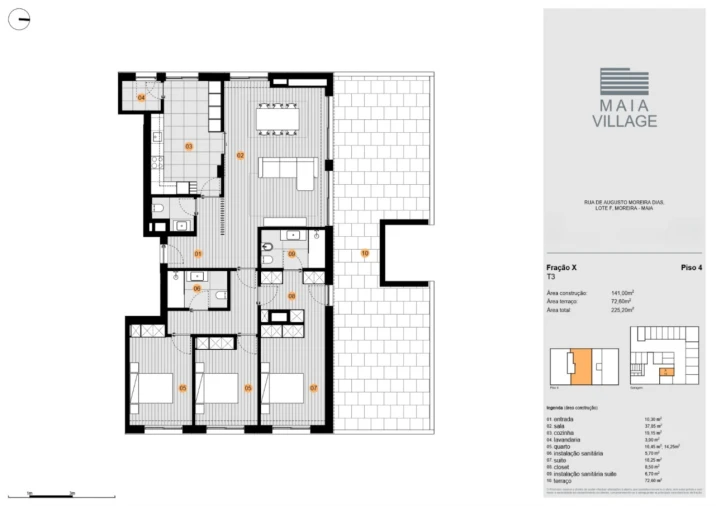 Apartamento T3 para Venda em Moreira Planta 1
