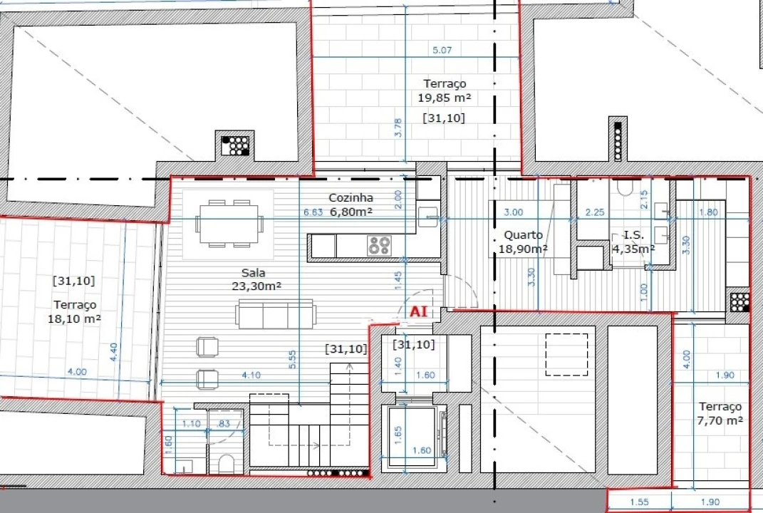 Apartamento T3 para Venda em Glória e Vera Cruz Planta 3
