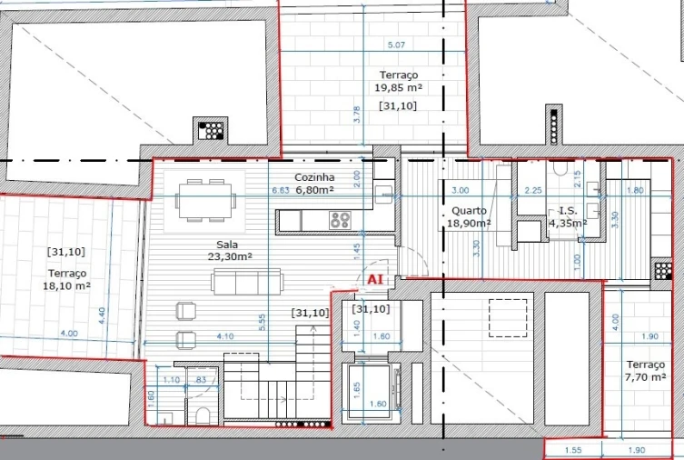 Apartamento T3 para Venda em Glória e Vera Cruz Planta 3
