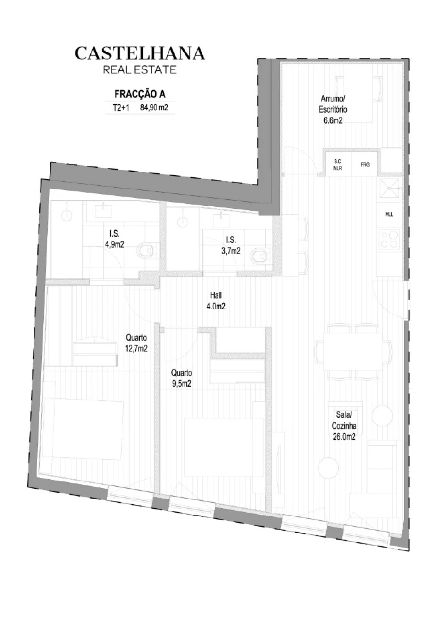 Apartamento T2 para Venda em Lordelo do Ouro e Massarelos Planta 1