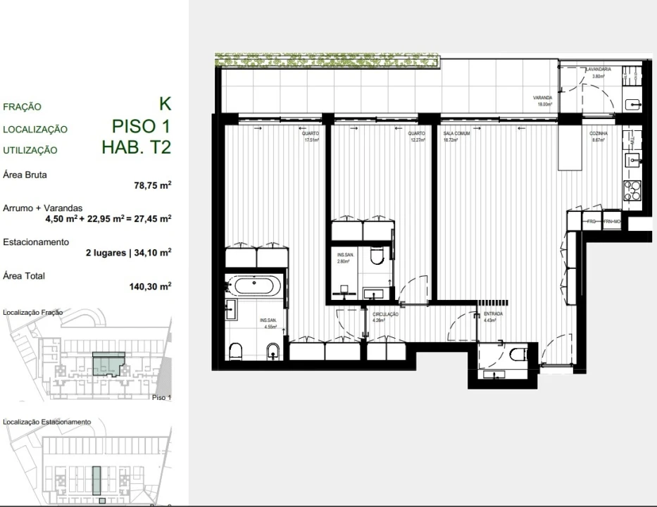 Apartamento T3 para Venda em Rebordosa Planta 2