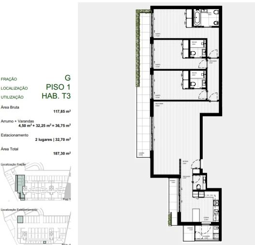 Apartamento T3 para Venda em Rebordosa Planta 1