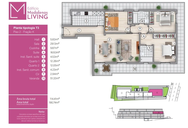 Apartamento T3 para Venda em Santo Antonio Planta 1