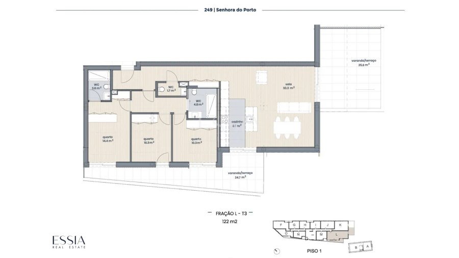 Apartamento T3 para Venda em Ramalde Planta 1