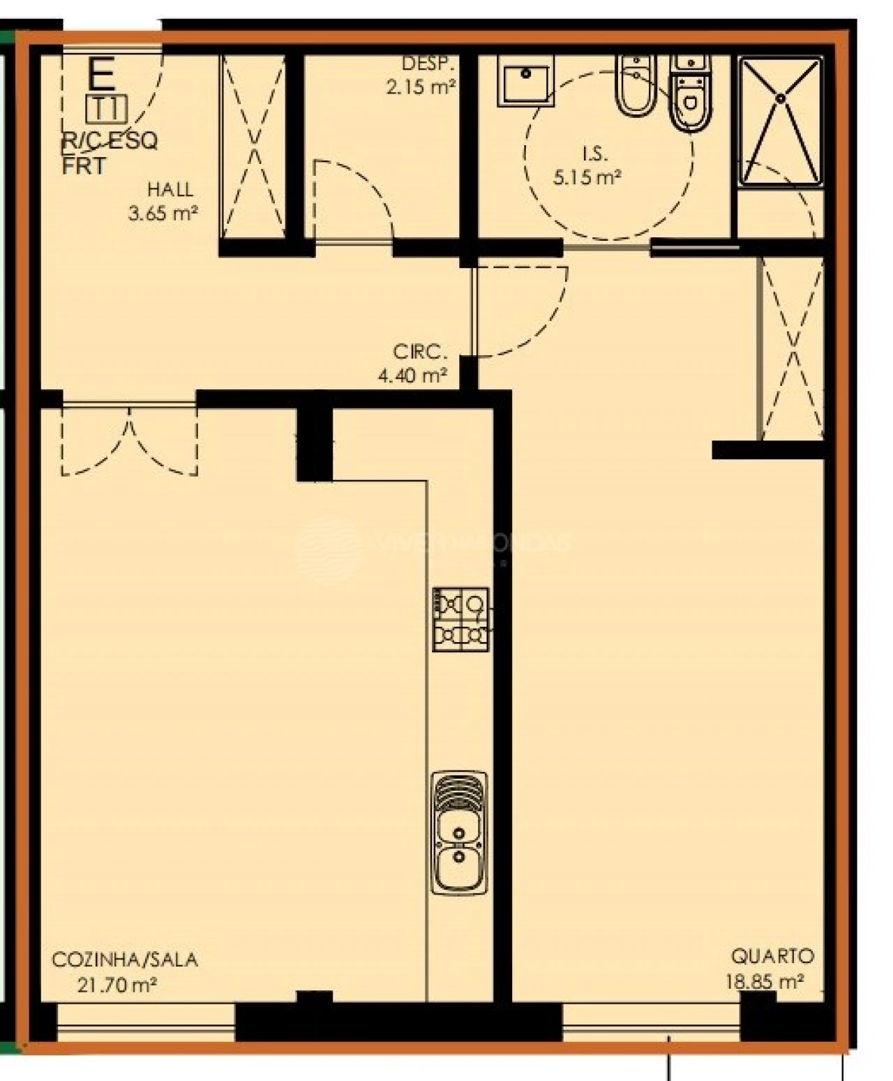 Apartamento T1 para Venda em Covilhã e Canhoso Foto 39