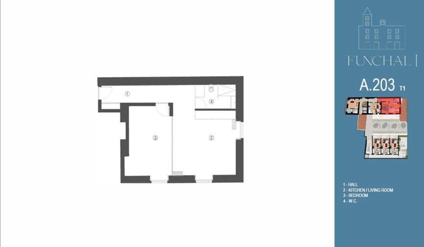 Apartamento T1 para Venda em Funchal (São Pedro) Planta 1