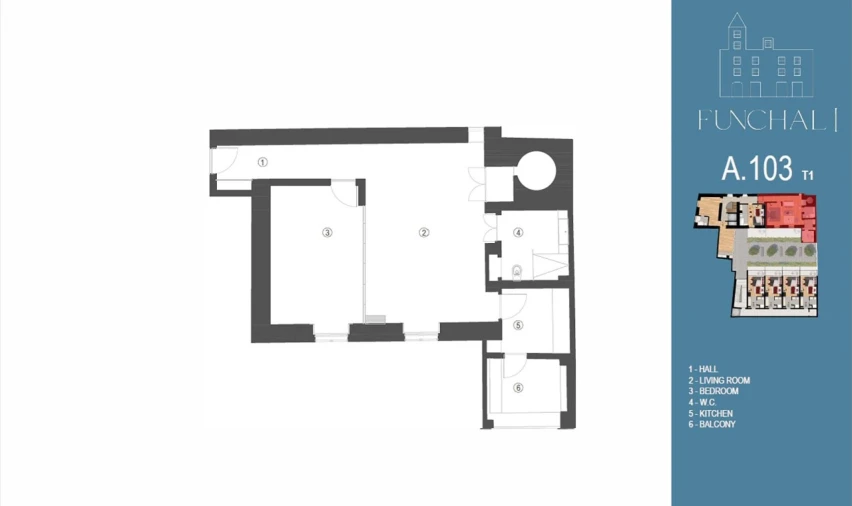 Apartamento T1 para Venda em Funchal (São Pedro) Planta 1