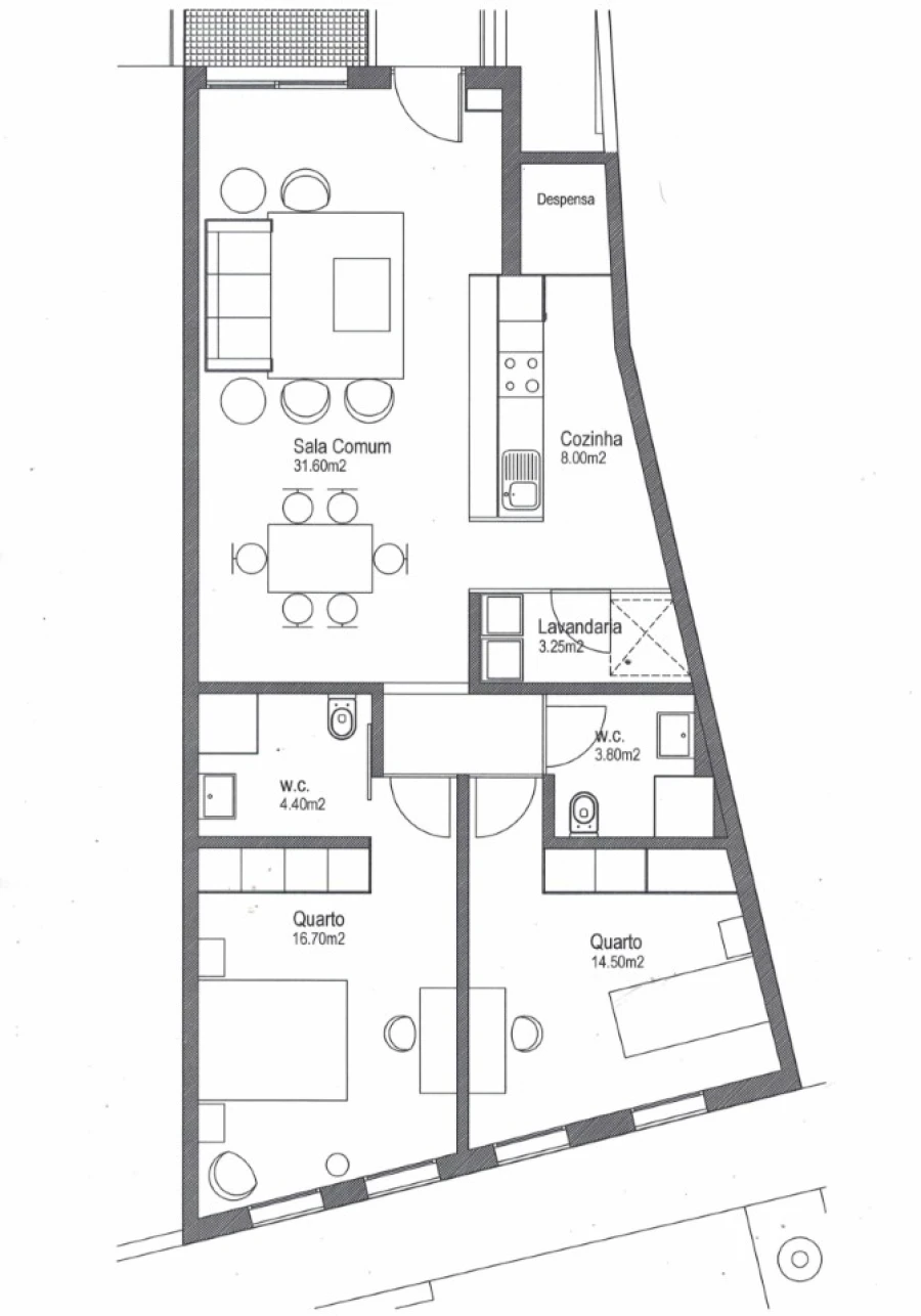 Apartamento T2 para Arrendamento em Matosinhos e Leça da Palmeira Planta 1