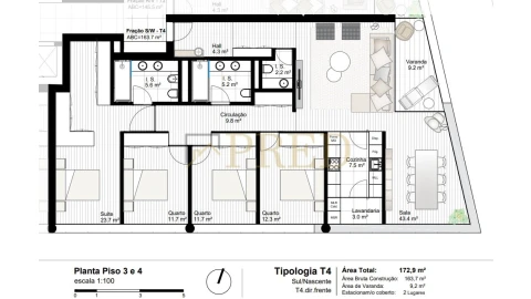 Apartamento T4 para Venda em Canidelo