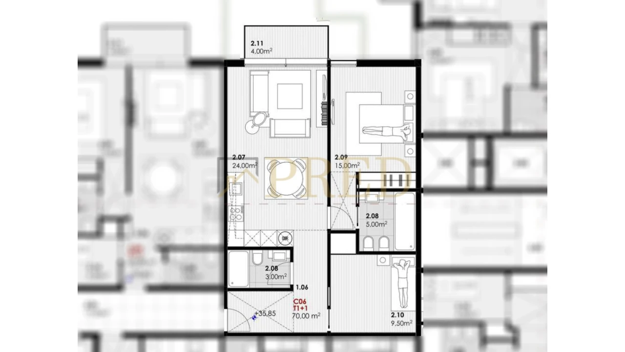 Apartamento T1 para Venda em Canidelo Foto 5
