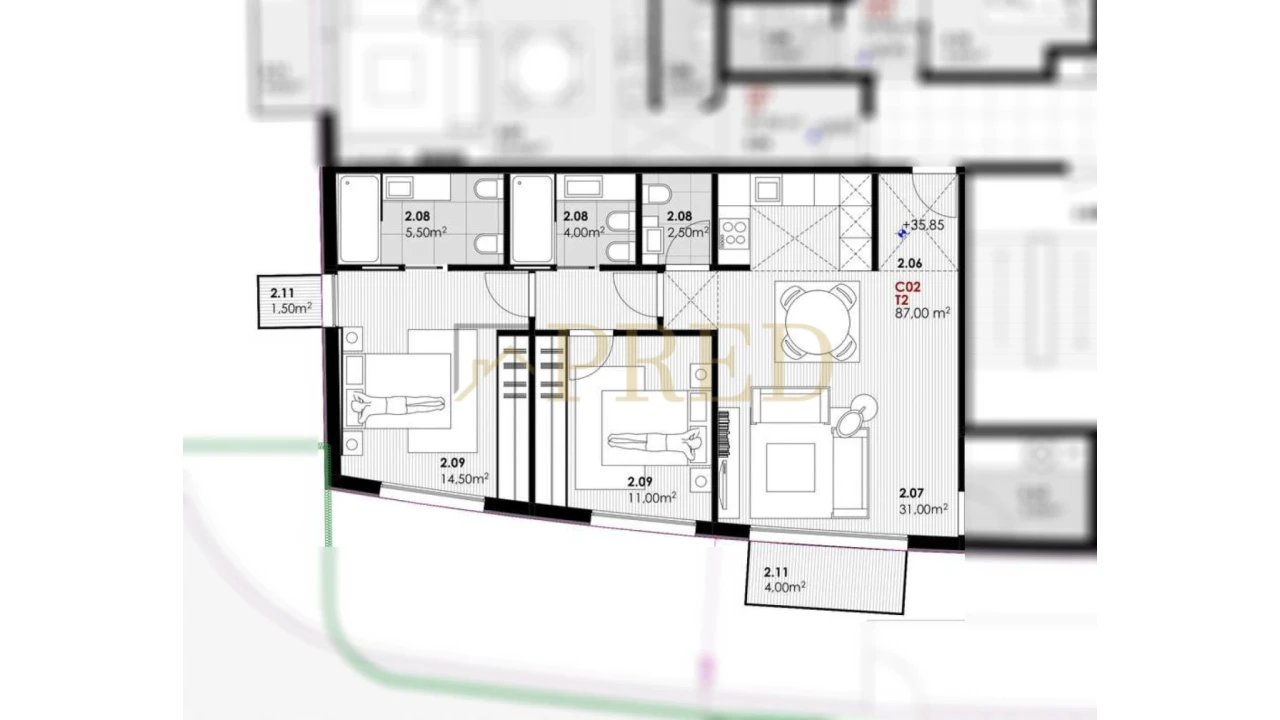 Apartamento T2 para Venda em Canidelo Foto 6